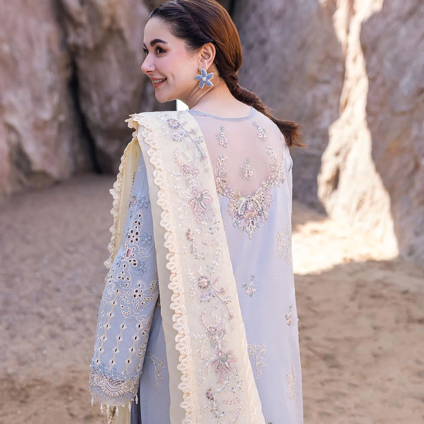 Qalamkar Sahil Kinare Luxury Lawn Embroidered Collection Firuze