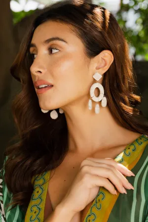 Raffia Bloom Circle & Teardrop Earrings