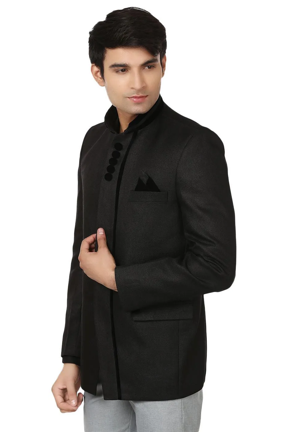 Rayon  Black Bandhgala