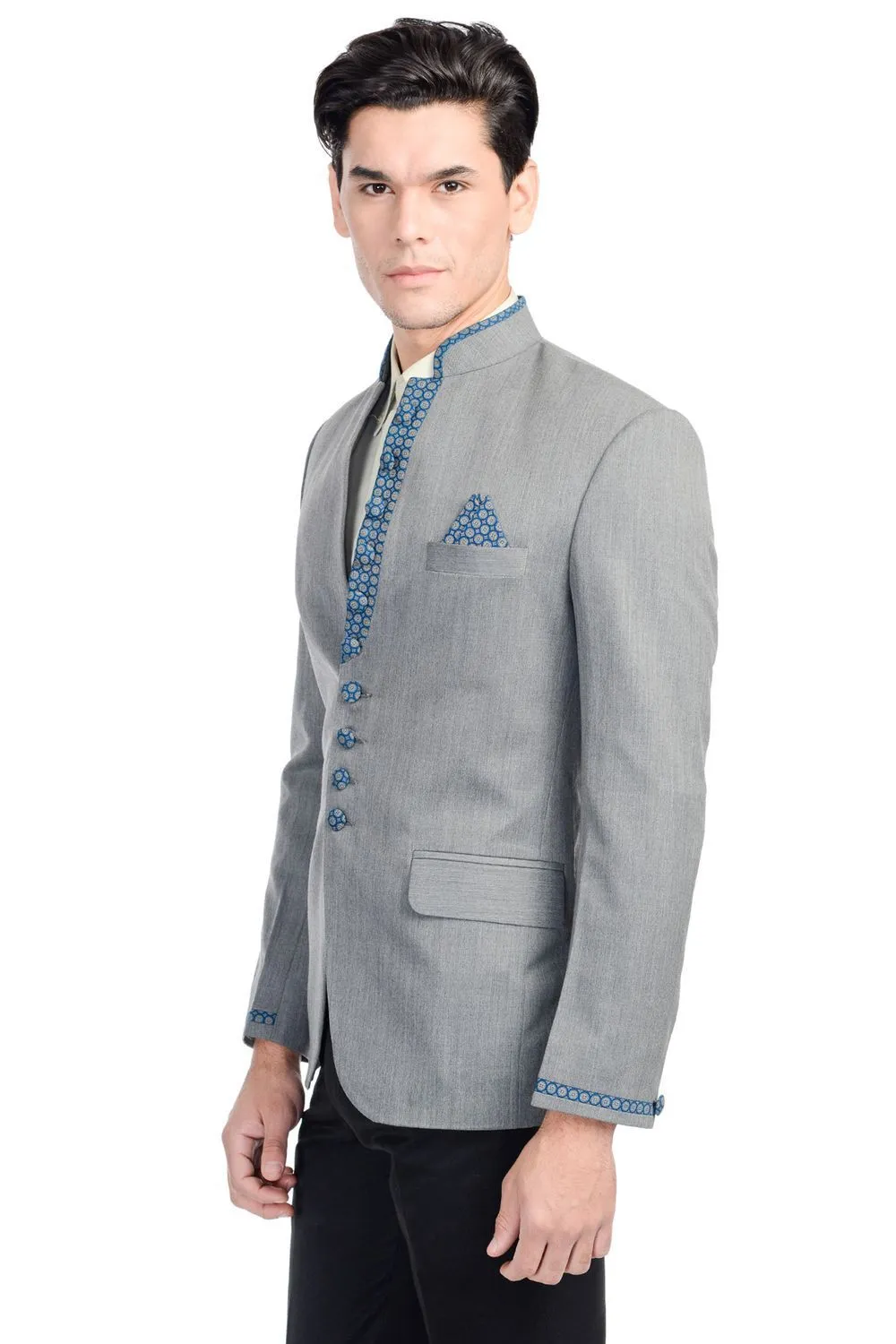 Rayon Cotton Silver Bandhgala