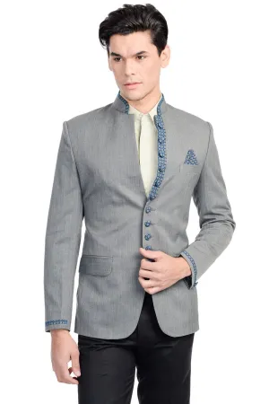Rayon Cotton Silver Bandhgala