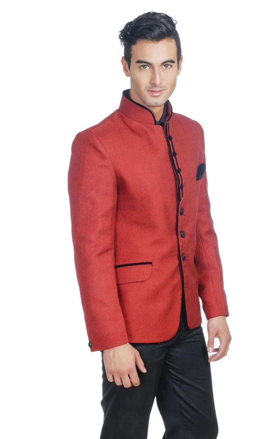 Rayon Red Bandhgala