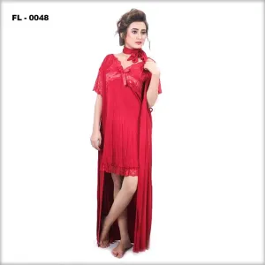 Red Flourish 2Pc Women Nightwear - FL-0048