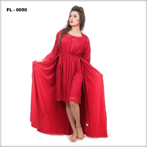 Red Flourish 2Pc Women Nightwear - FL-0050