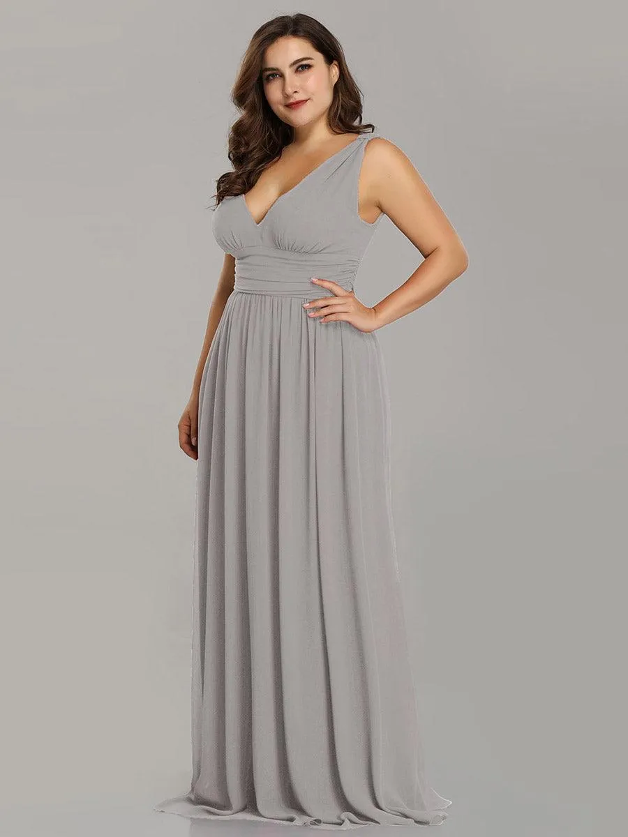 Robe de demoiselle d'honneur Grande Taille à Col V sans Manches