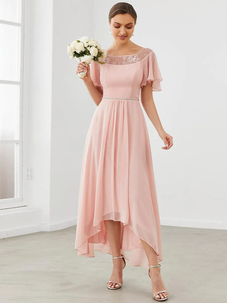Robe de Loisirs Mi-Longue Trapèze à Col Bateau avec Taille Haute(Vente finale)