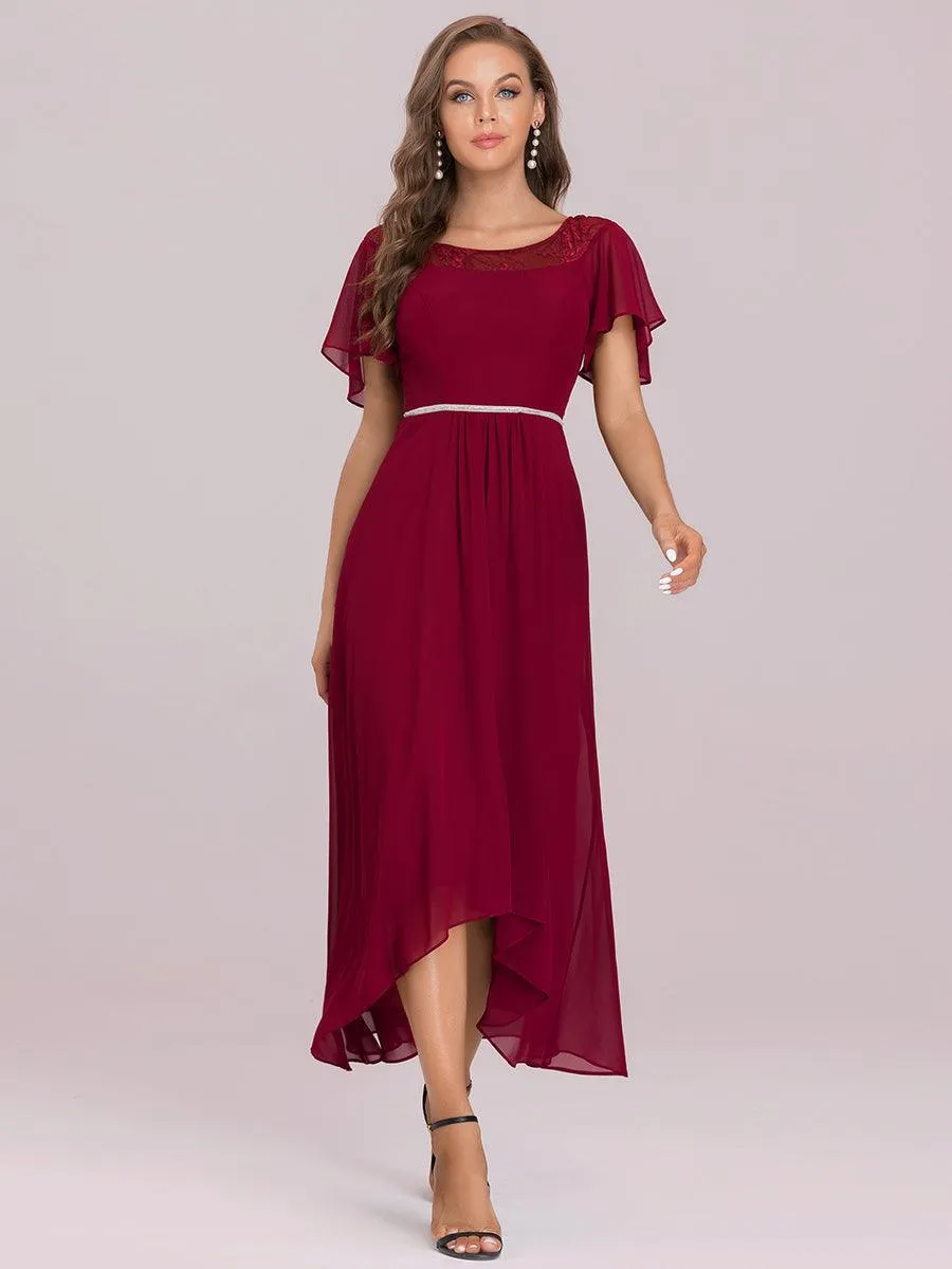 Robe de Loisirs Mi-Longue Trapèze à Col Bateau avec Taille Haute(Vente finale)