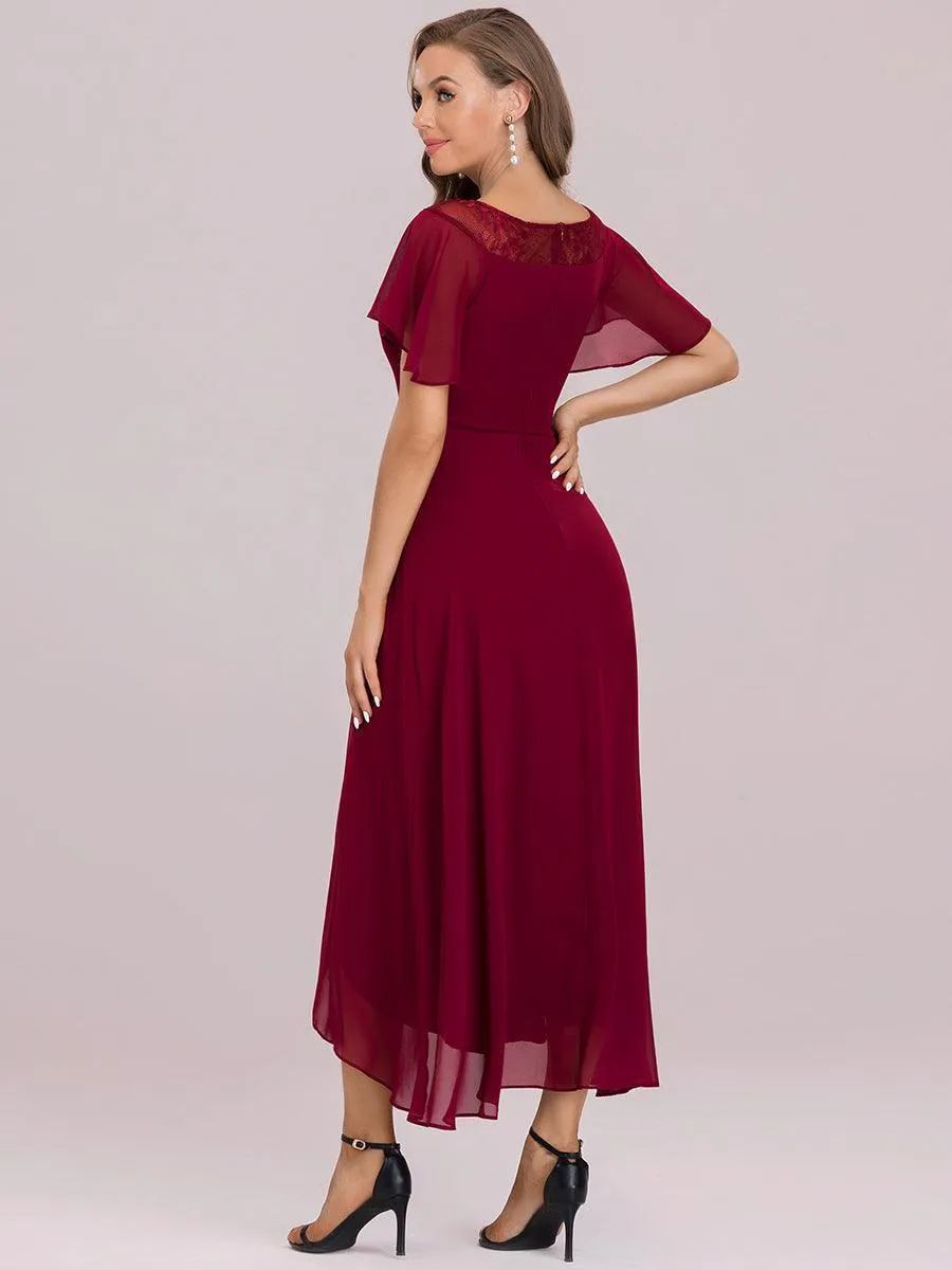Robe de Loisirs Mi-Longue Trapèze à Col Bateau avec Taille Haute(Vente finale)