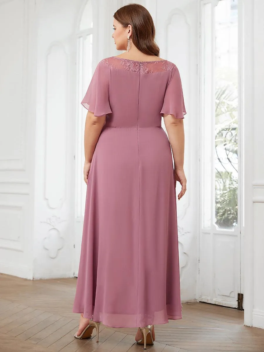 Robe de Loisirs Mi-Longue Trapèze à Col Bateau avec Taille Haute(Vente finale)