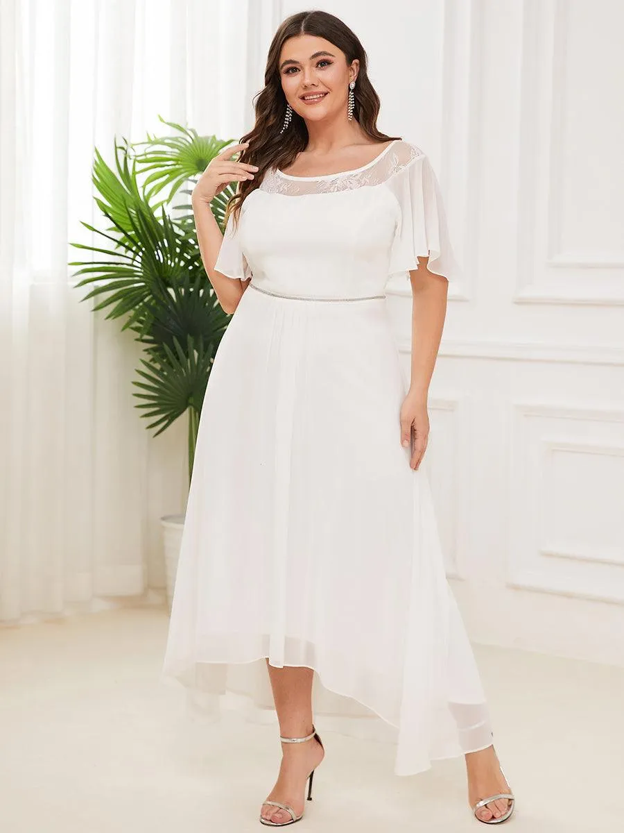 Robe de Loisirs Mi-Longue Trapèze à Col Bateau avec Taille Haute(Vente finale)