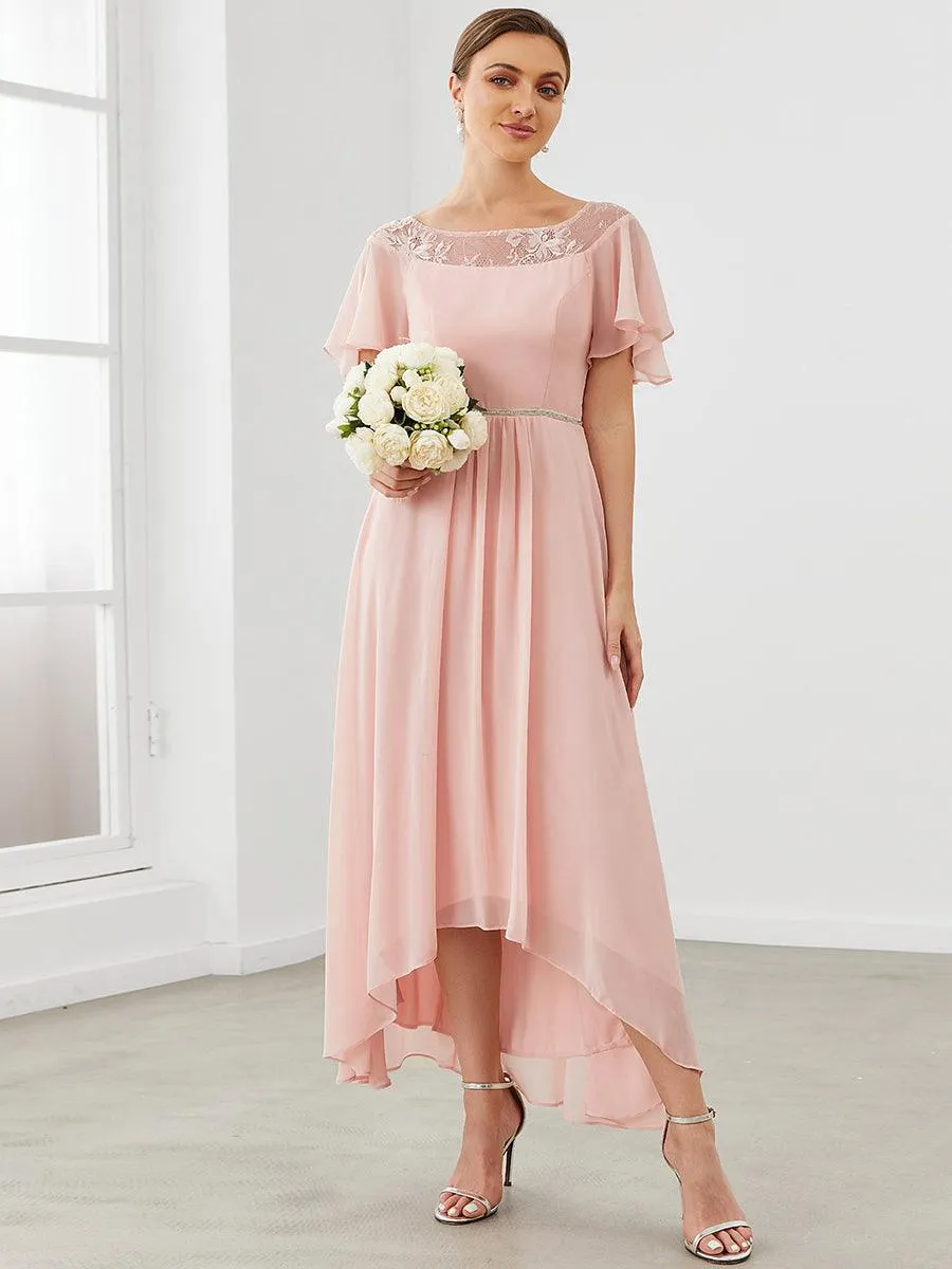 Robe de Loisirs Mi-Longue Trapèze à Col Bateau avec Taille Haute(Vente finale)