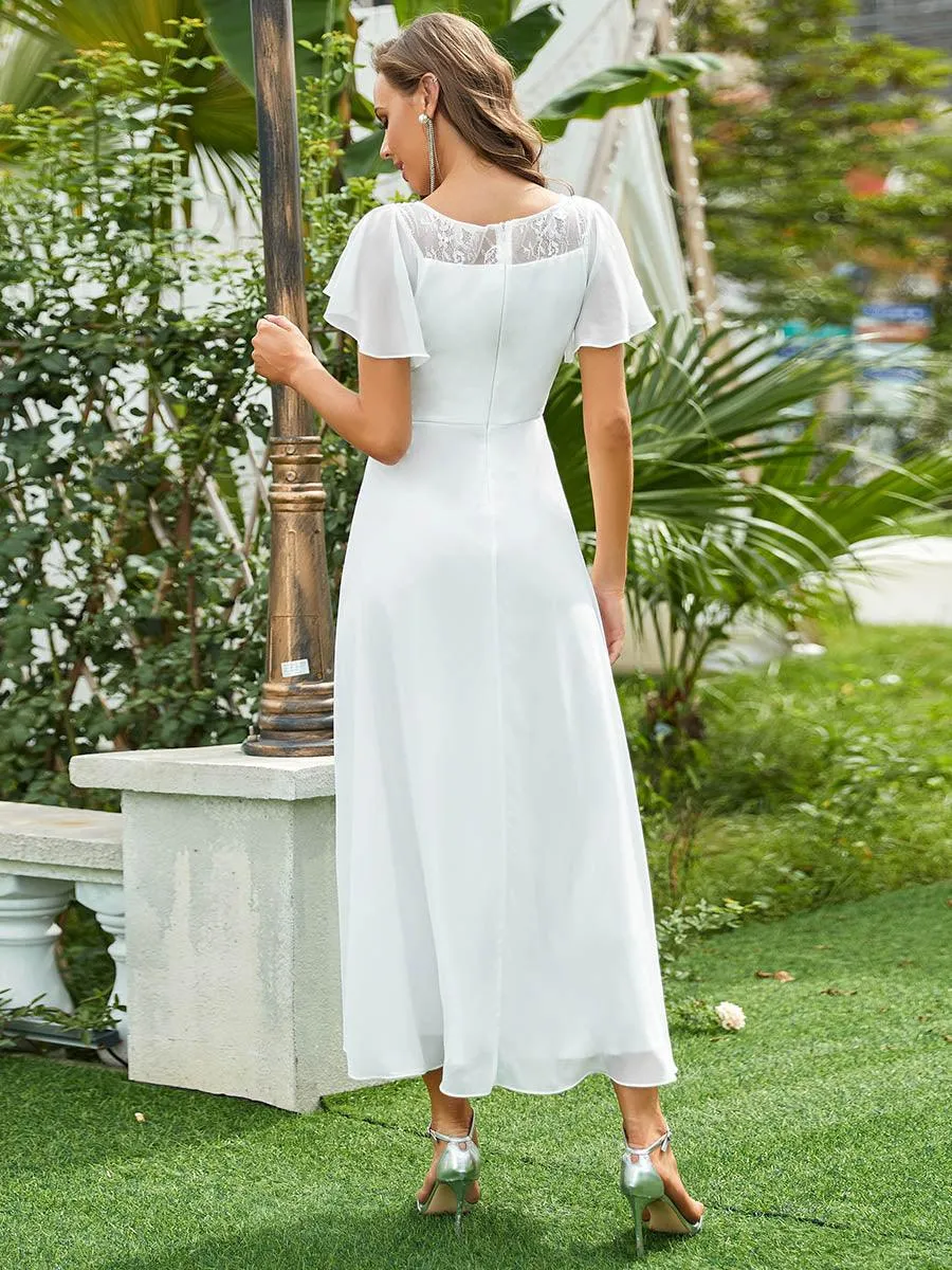Robe de Loisirs Mi-Longue Trapèze à Col Bateau avec Taille Haute(Vente finale)