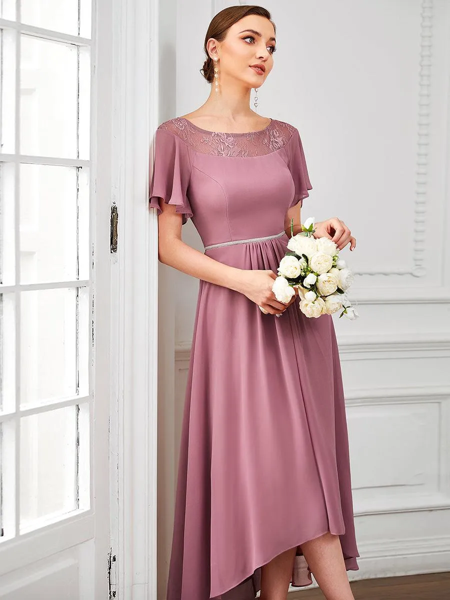 Robe de Loisirs Mi-Longue Trapèze à Col Bateau avec Taille Haute(Vente finale)