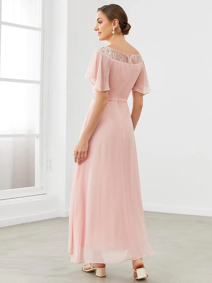 Robe de Loisirs Mi-Longue Trapèze à Col Bateau avec Taille Haute(Vente finale)