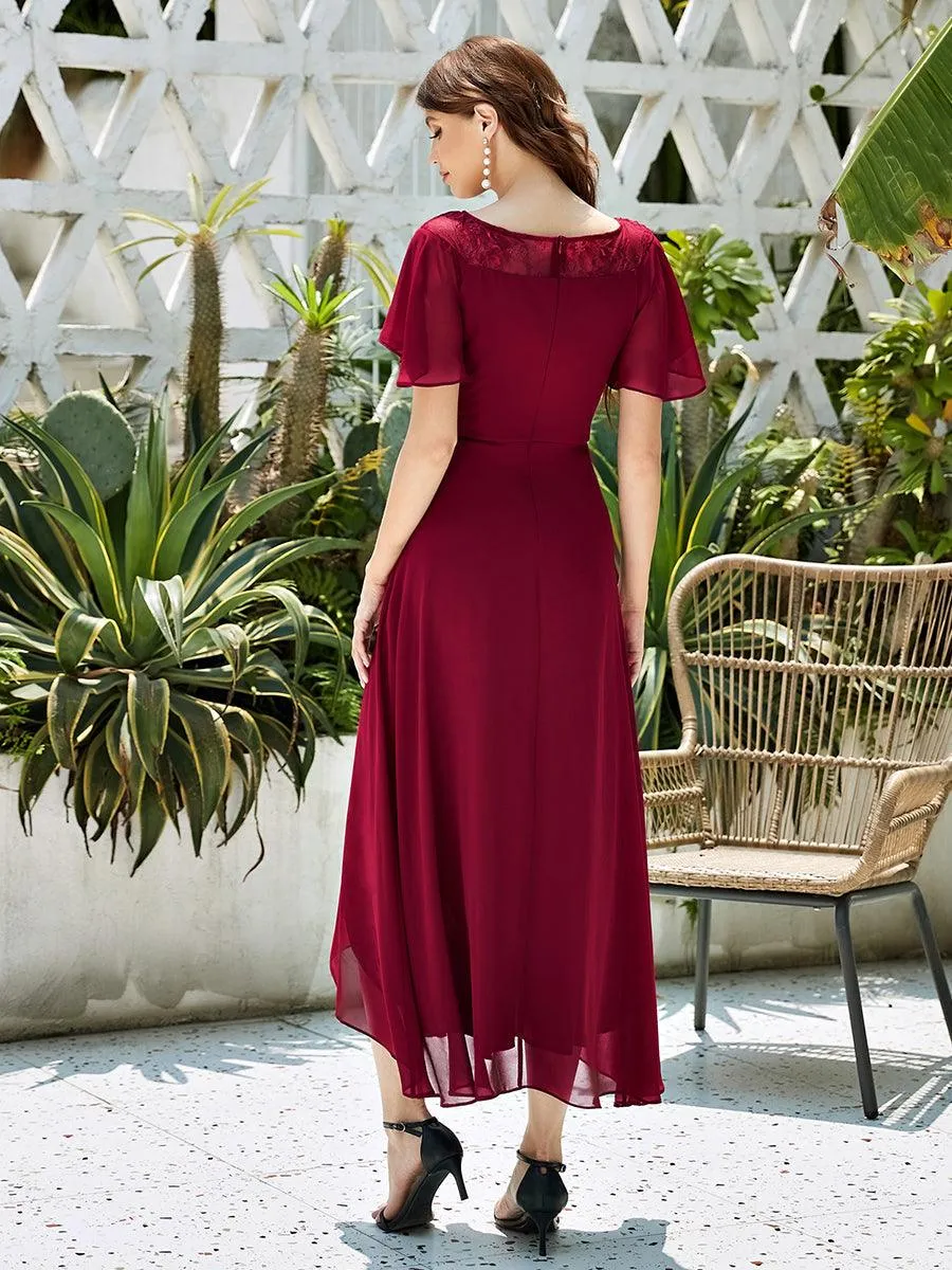 Robe de Loisirs Mi-Longue Trapèze à Col Bateau avec Taille Haute(Vente finale)