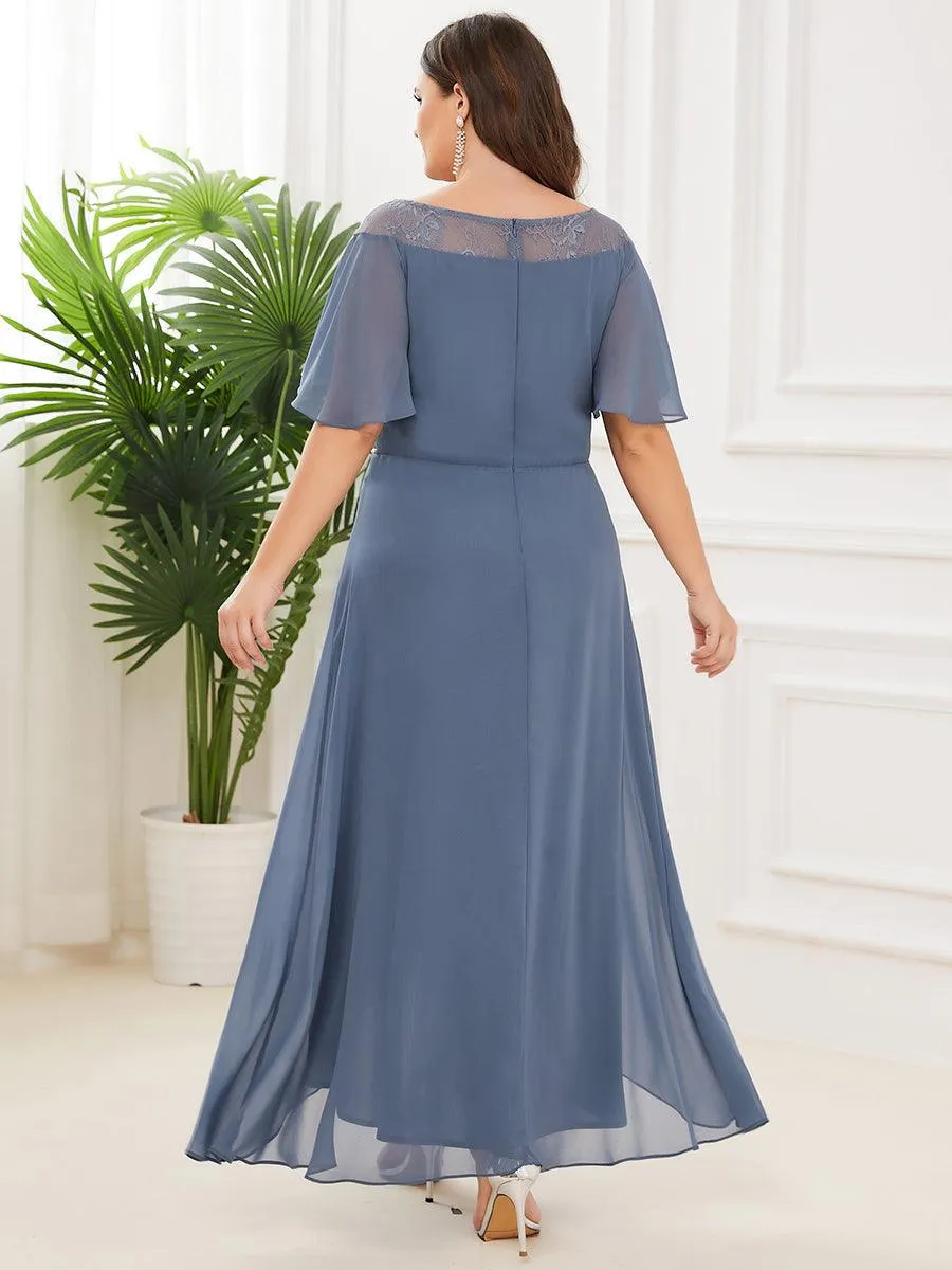 Robe de Loisirs Mi-Longue Trapèze à Col Bateau avec Taille Haute(Vente finale)