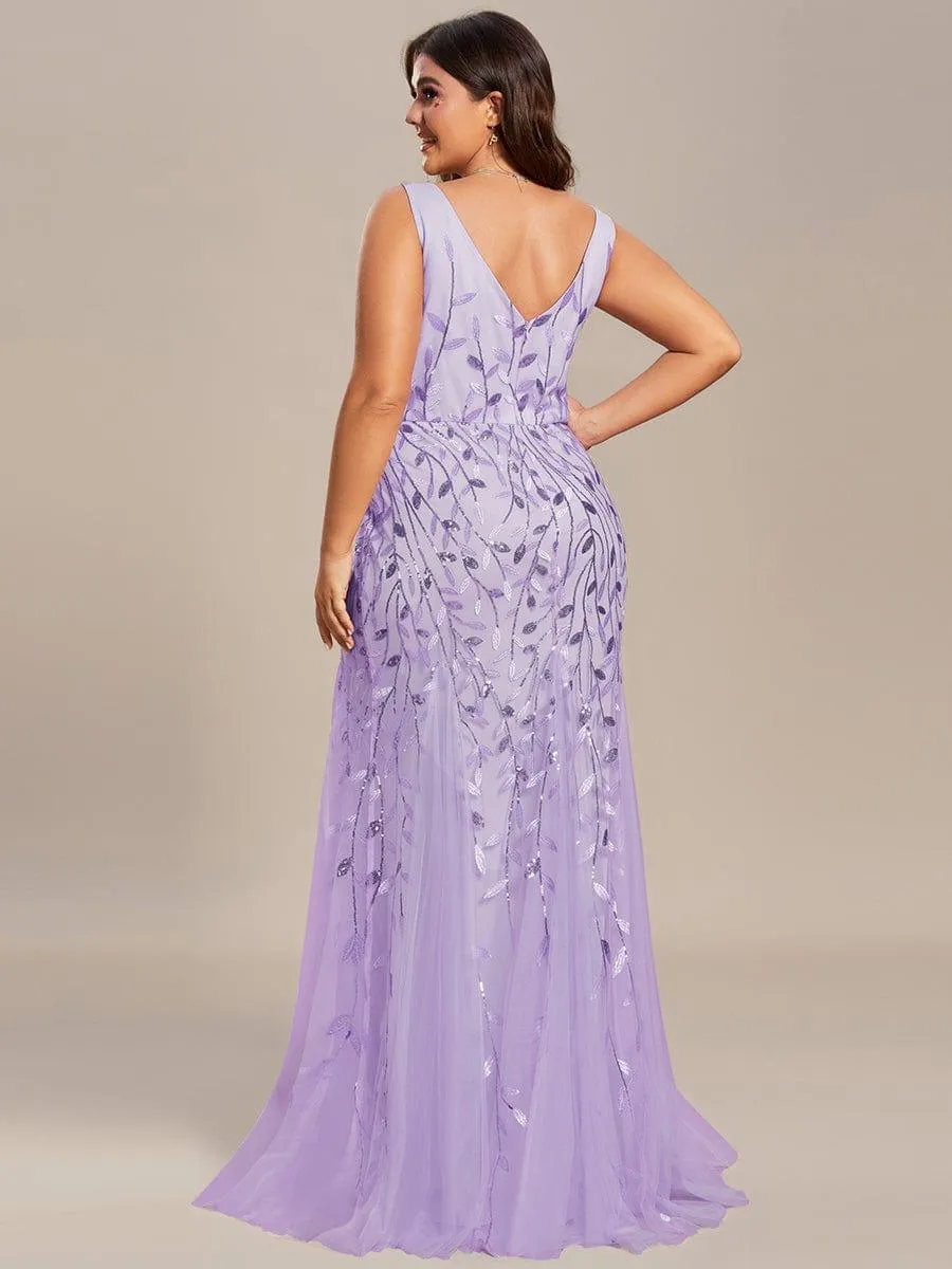 Robe de soirée Longue Sexy en sequins col en V pour femmes
