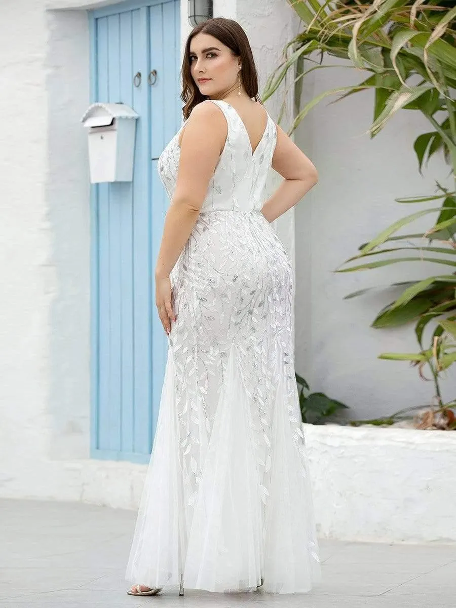 Robe de soirée Longue Sexy en sequins col en V pour femmes