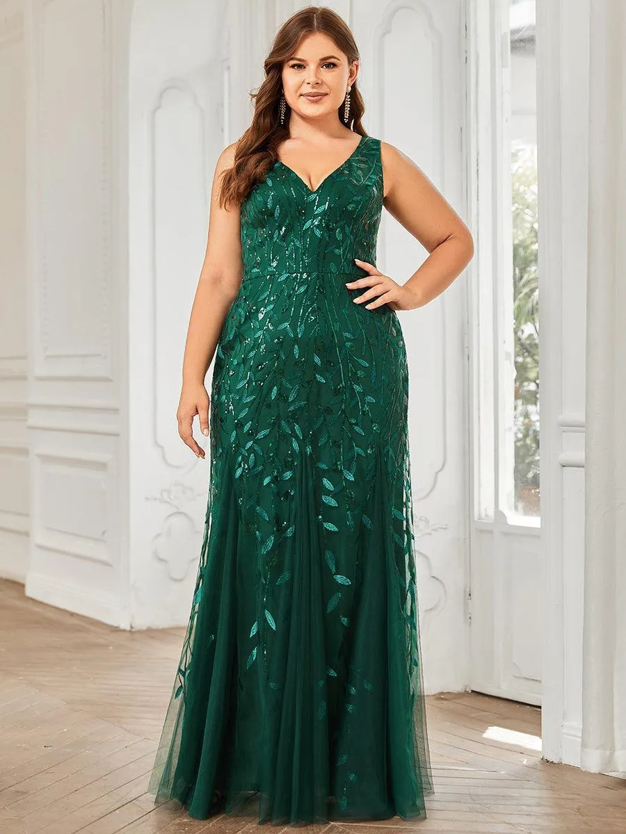 Robe de soirée Longue Sexy en sequins col en V pour femmes