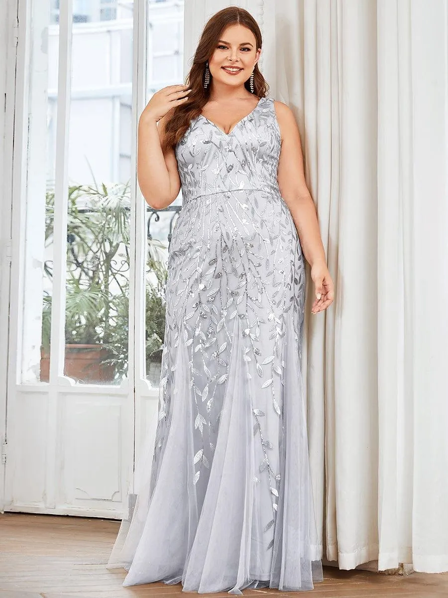 Robe de soirée Longue Sexy en sequins col en V pour femmes