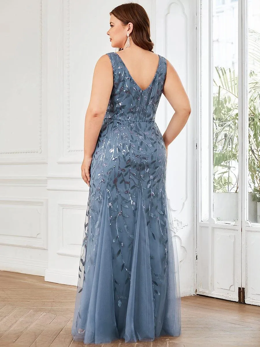 Robe de soirée Longue Sexy en sequins col en V pour femmes