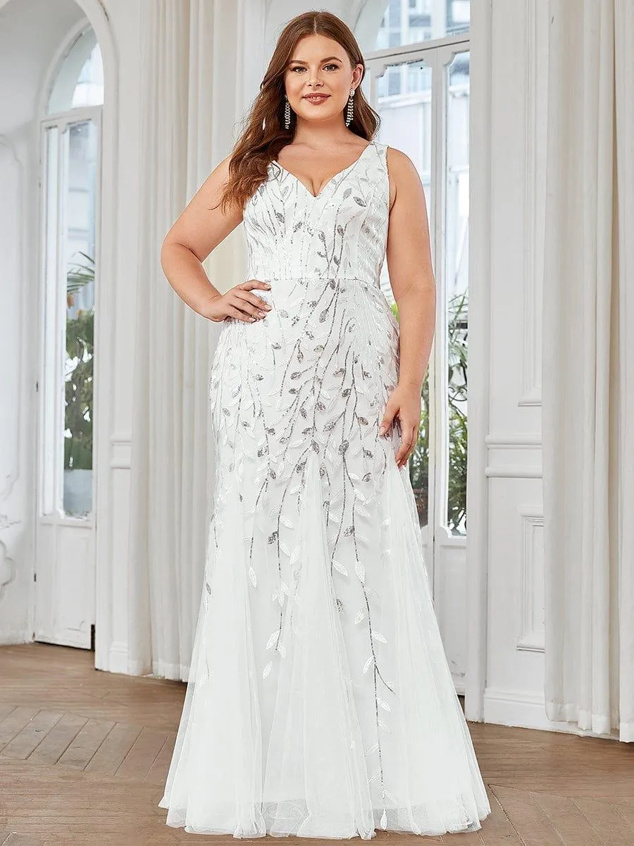 Robe de soirée Longue Sexy en sequins col en V pour femmes