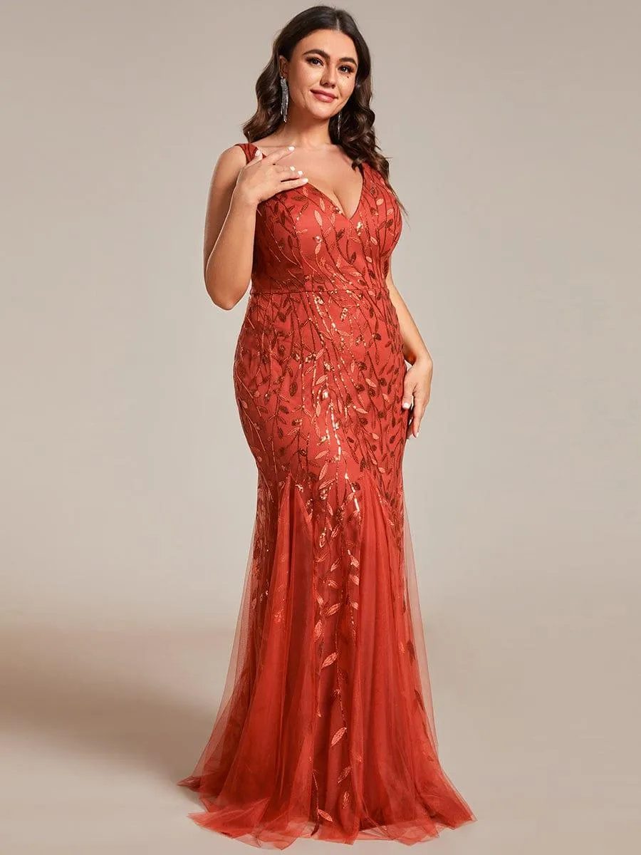 Robe de soirée Longue Sexy en sequins col en V pour femmes
