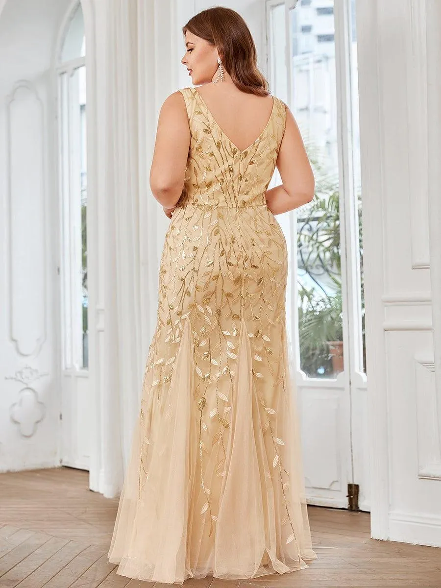 Robe de soirée Longue Sexy en sequins col en V pour femmes
