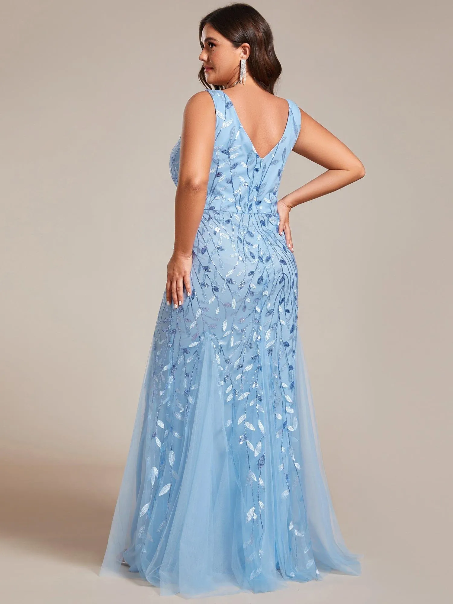 Robe de soirée Longue Sexy en sequins col en V pour femmes