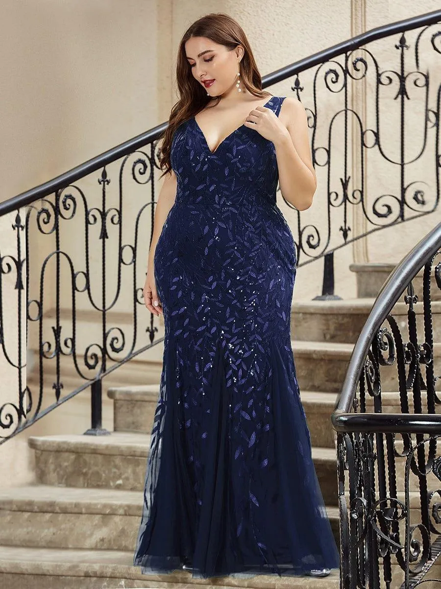 Robe de soirée Longue Sexy en sequins col en V pour femmes