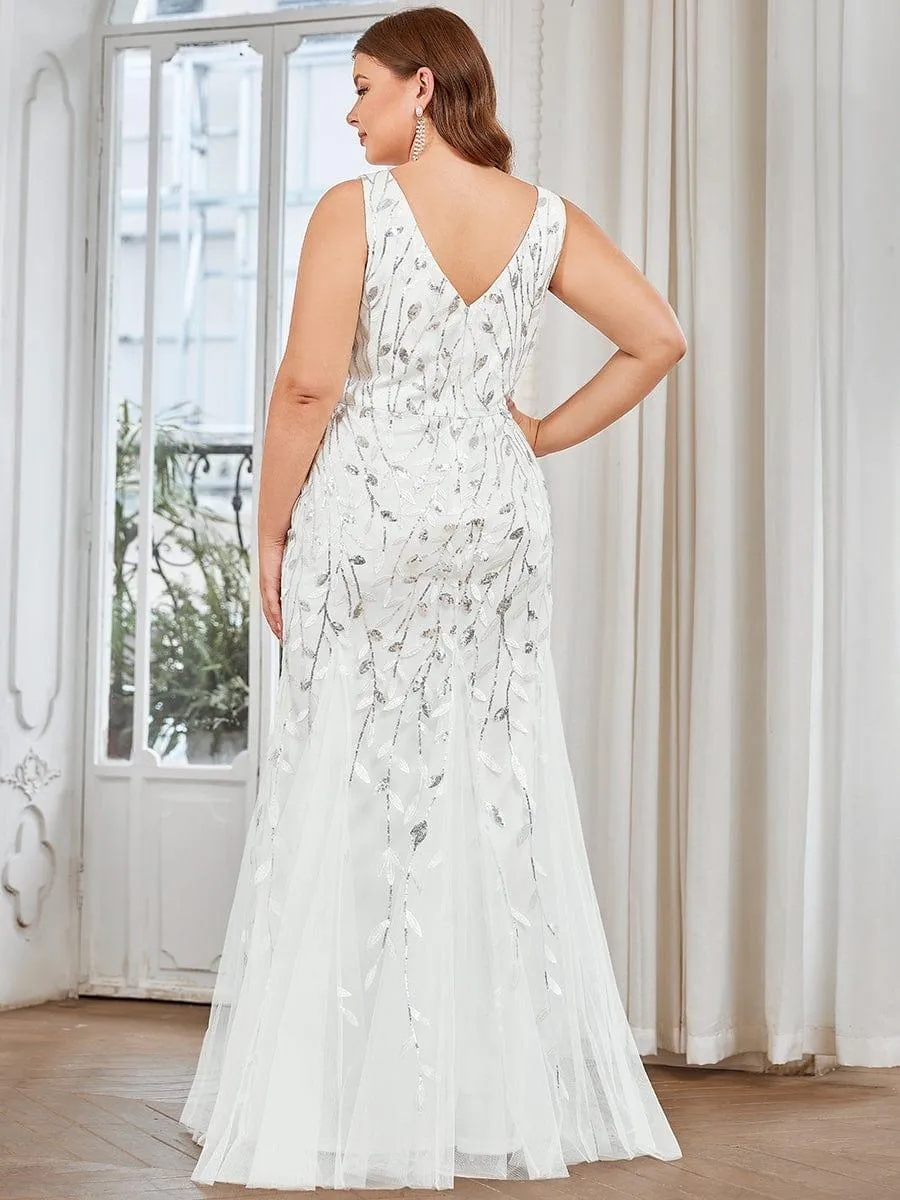 Robe de soirée Longue Sexy en sequins col en V pour femmes