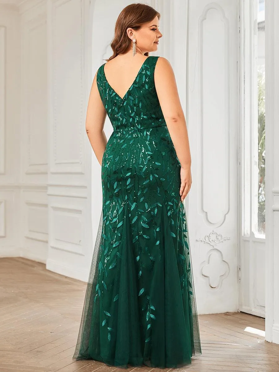 Robe de soirée Longue Sexy en sequins col en V pour femmes