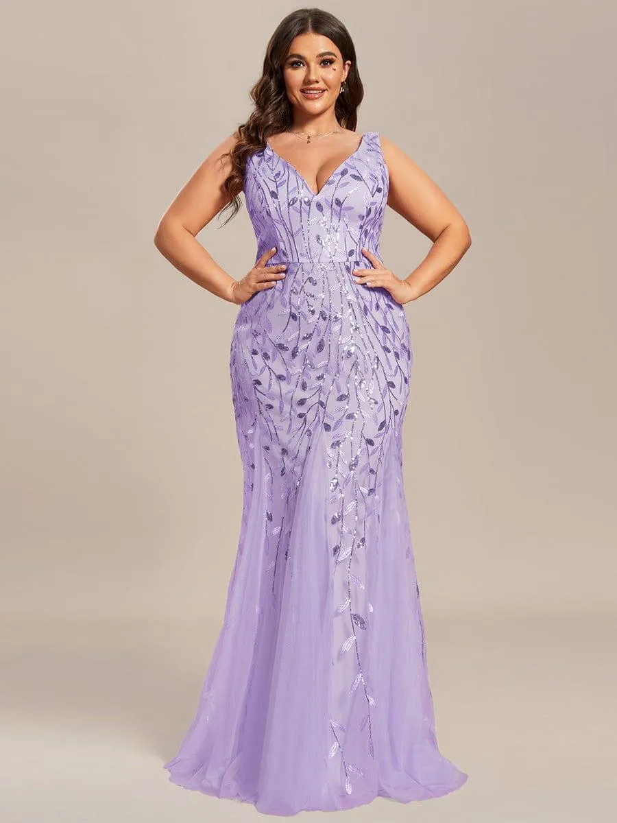 Robe de soirée Longue Sexy en sequins col en V pour femmes