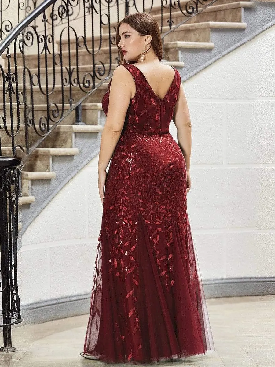 Robe de soirée Longue Sexy en sequins col en V pour femmes
