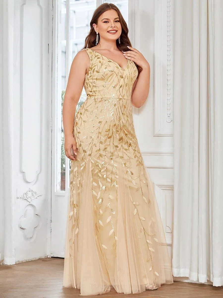 Robe de soirée Longue Sexy en sequins col en V pour femmes
