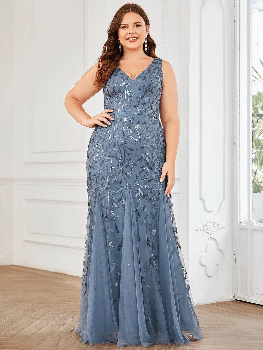 Robe de soirée Longue Sexy en sequins col en V pour femmes