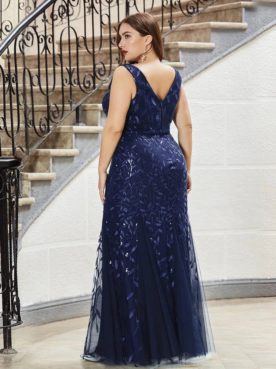 Robe de soirée Longue Sexy en sequins col en V pour femmes