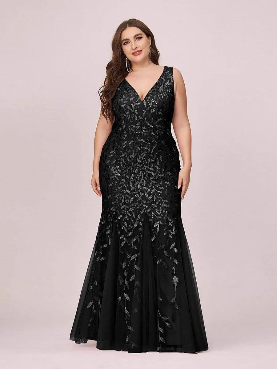 Robe de soirée Longue Sexy en sequins col en V pour femmes