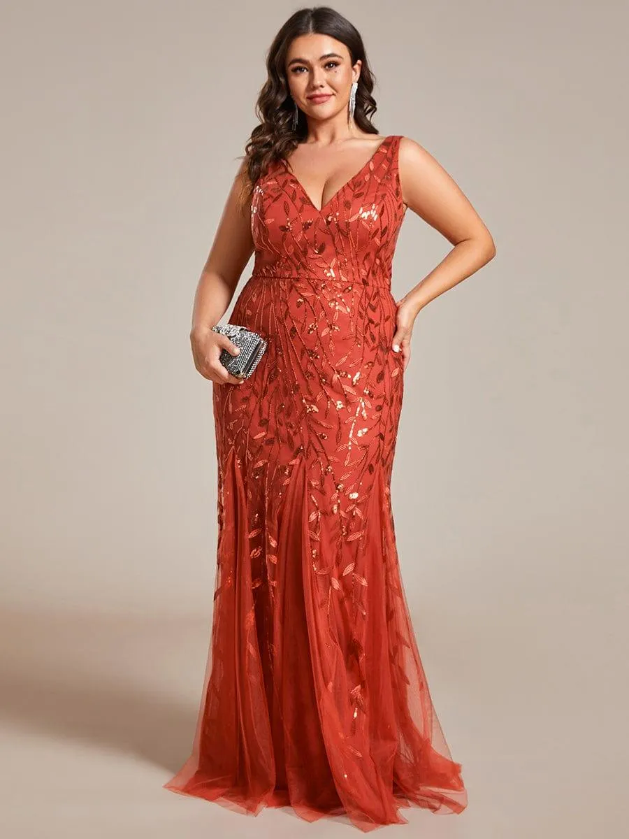 Robe de soirée Longue Sexy en sequins col en V pour femmes