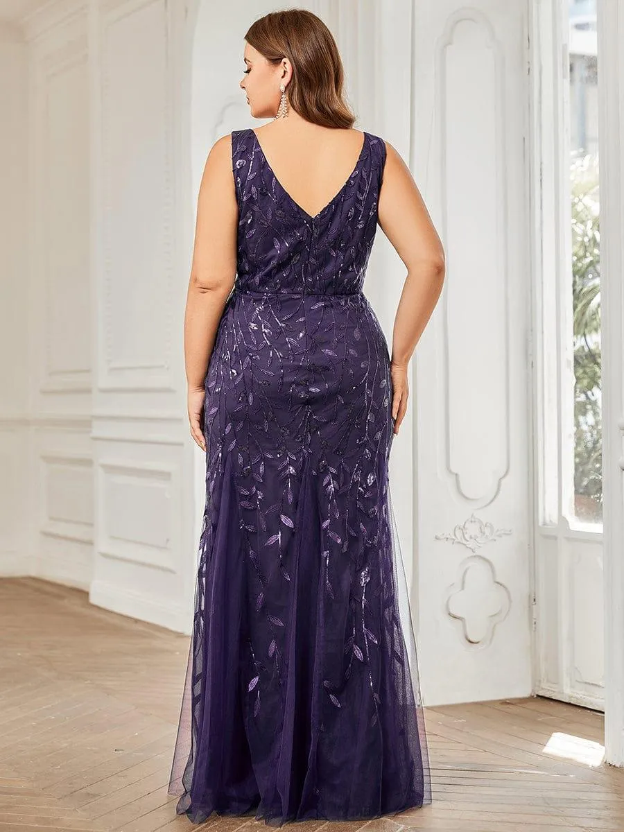 Robe de soirée Longue Sexy en sequins col en V pour femmes