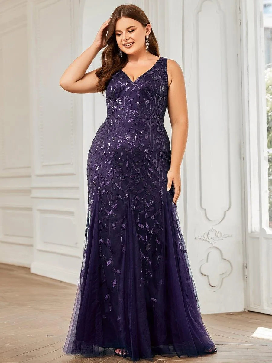 Robe de soirée Longue Sexy en sequins col en V pour femmes