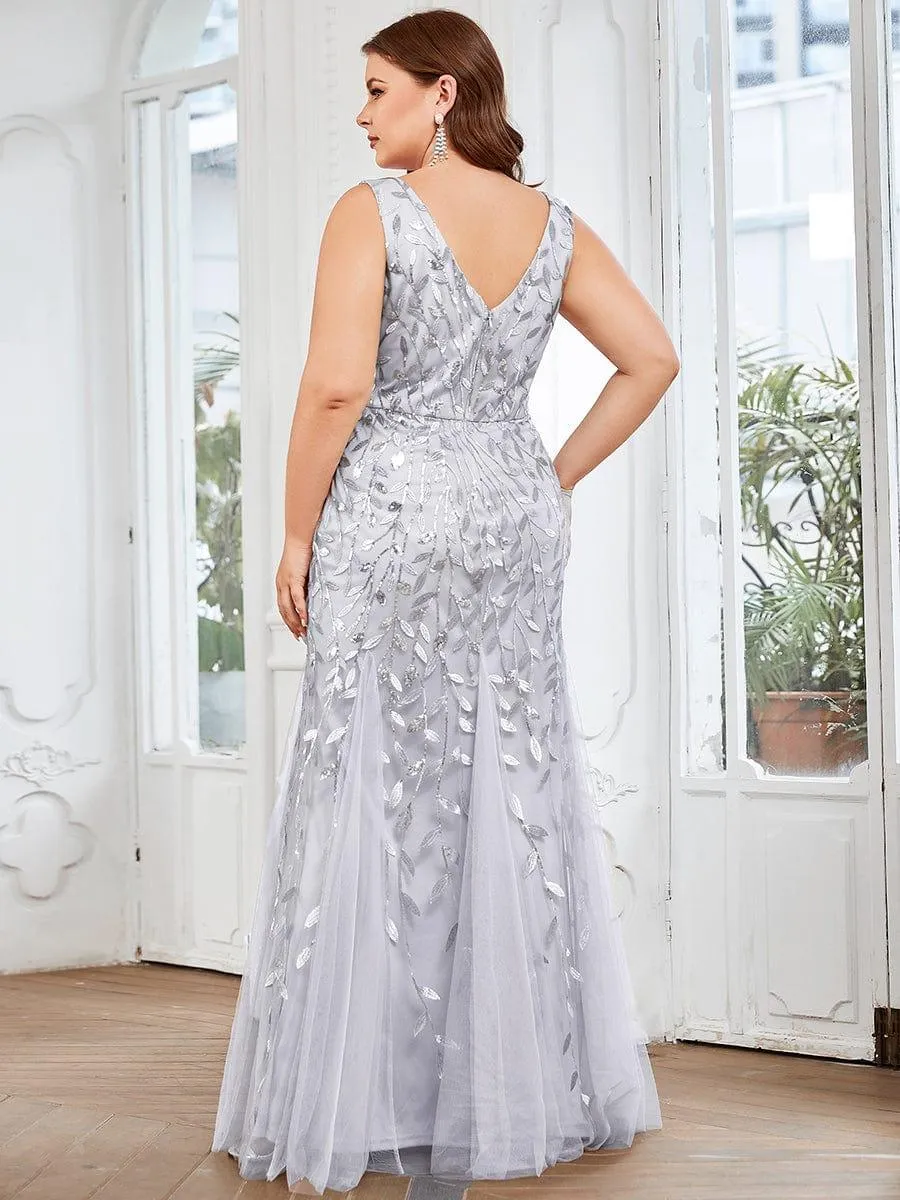 Robe de soirée Longue Sexy en sequins col en V pour femmes
