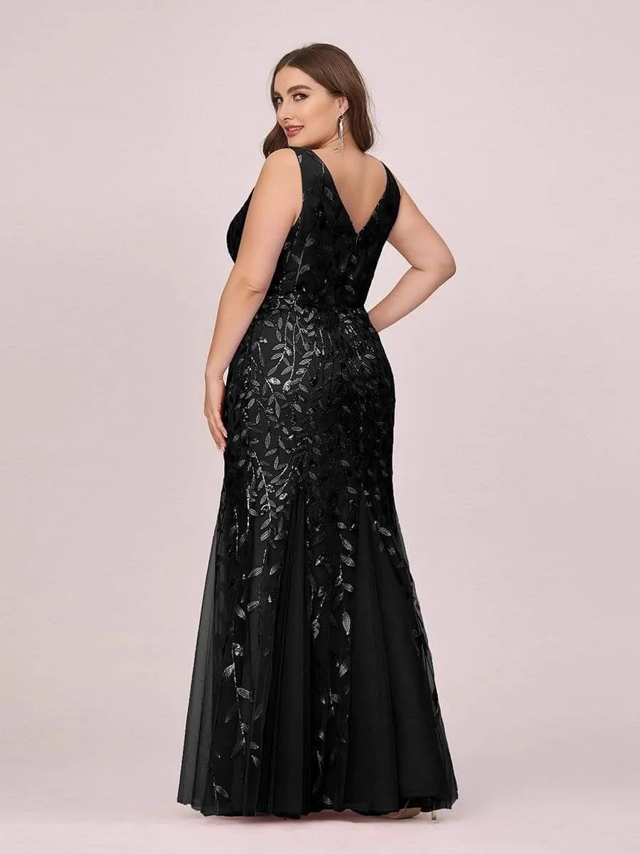 Robe de soirée Longue Sexy en sequins col en V pour femmes