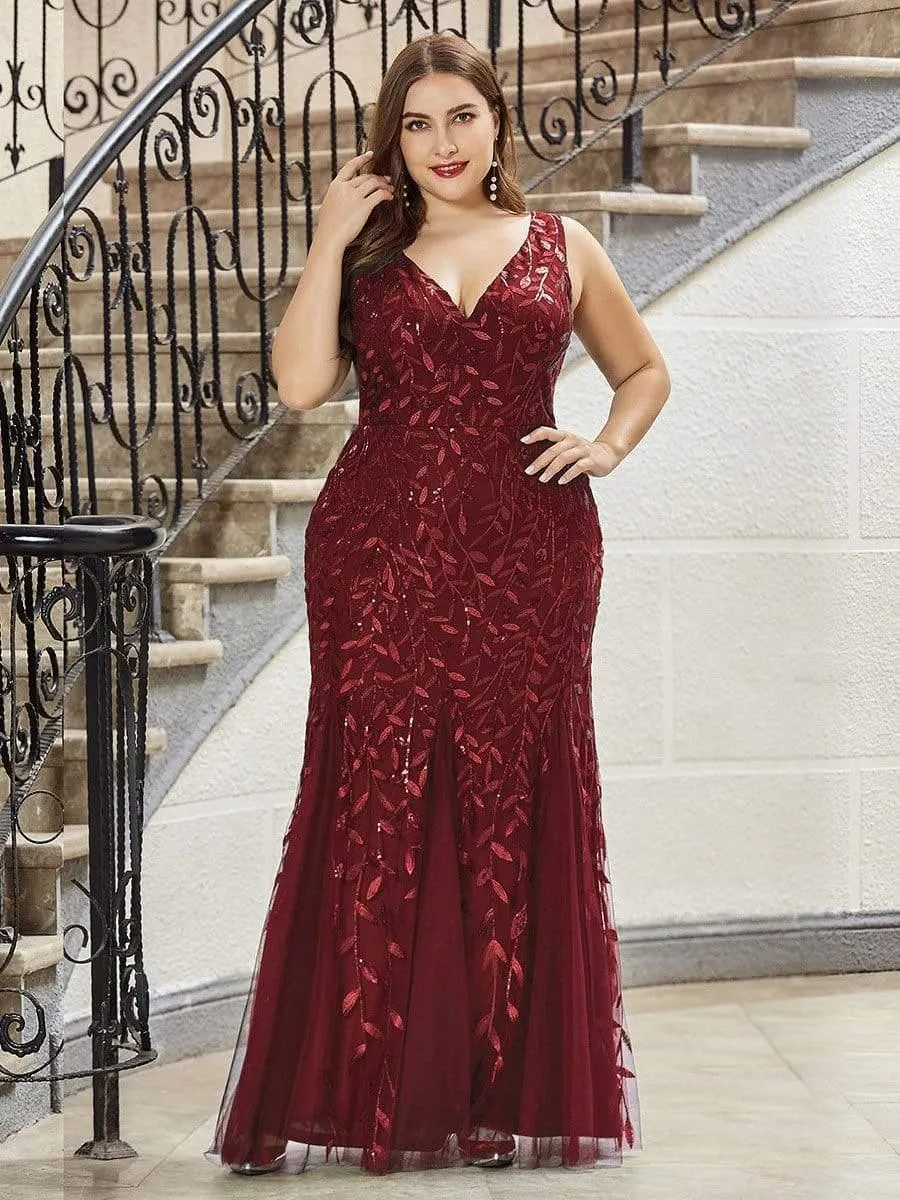 Robe de soirée Longue Sexy en sequins col en V pour femmes