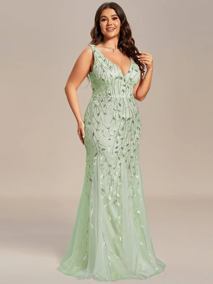 Robe de soirée Longue Sexy en sequins col en V pour femmes