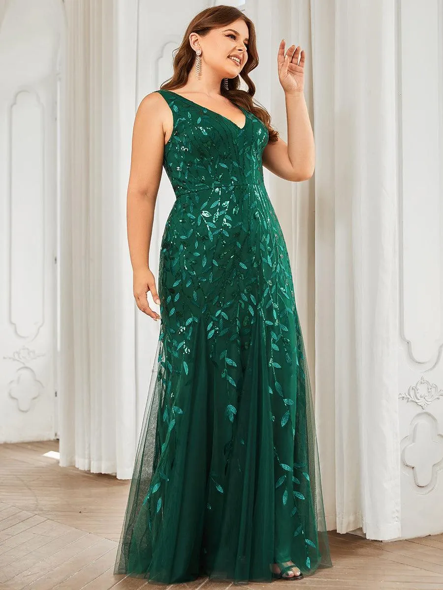 Robe de soirée Longue Sexy en sequins col en V pour femmes