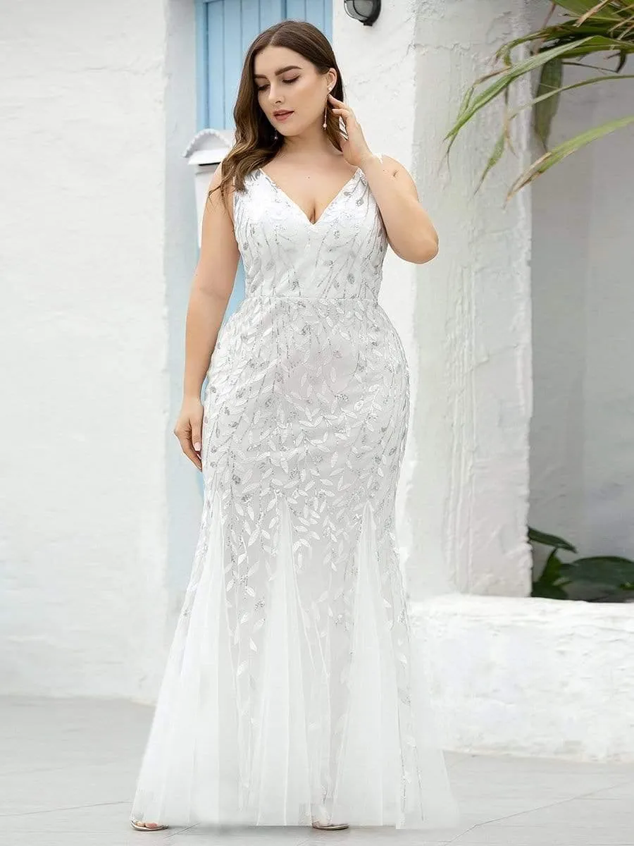 Robe de soirée Longue Sexy en sequins col en V pour femmes
