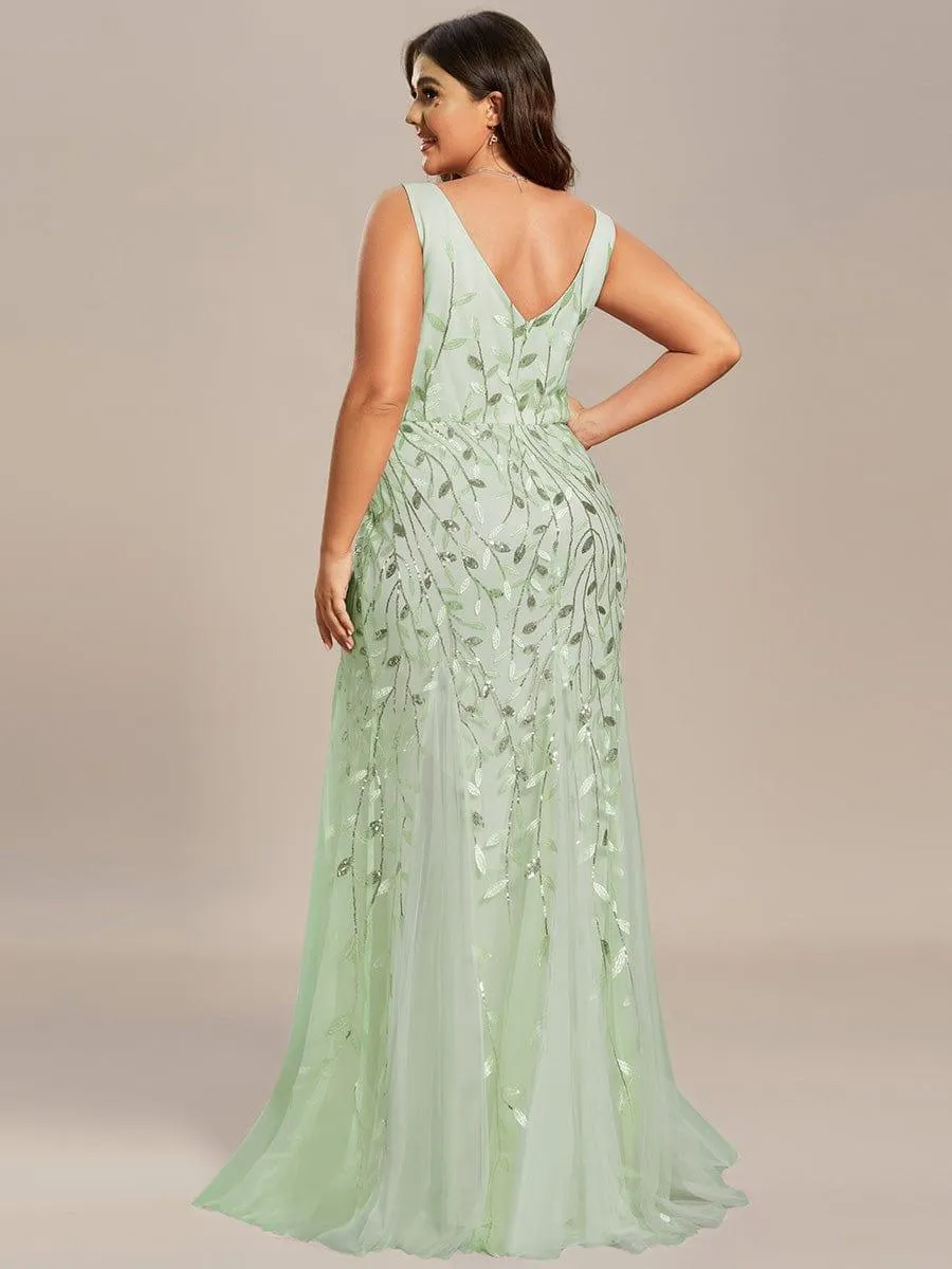 Robe de soirée Longue Sexy en sequins col en V pour femmes