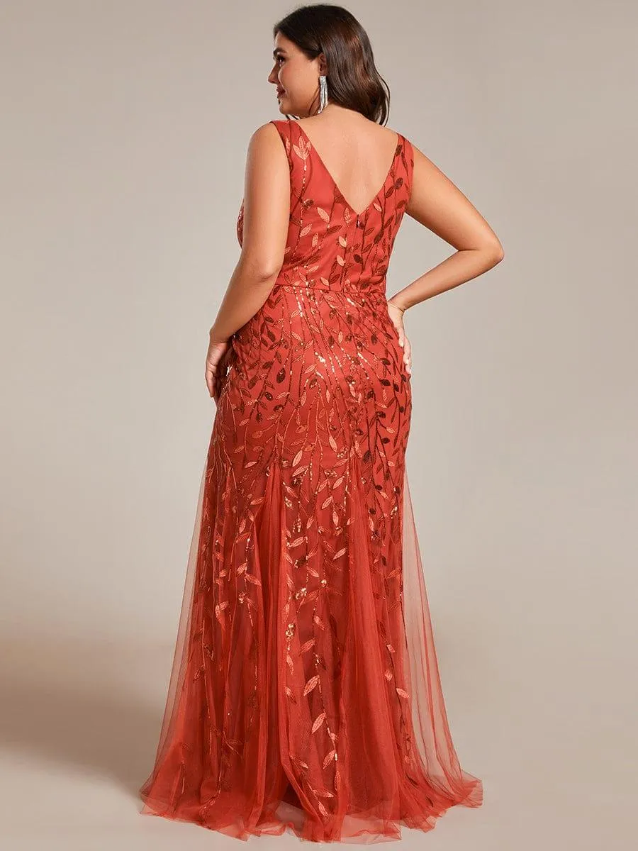 Robe de soirée Longue Sexy en sequins col en V pour femmes
