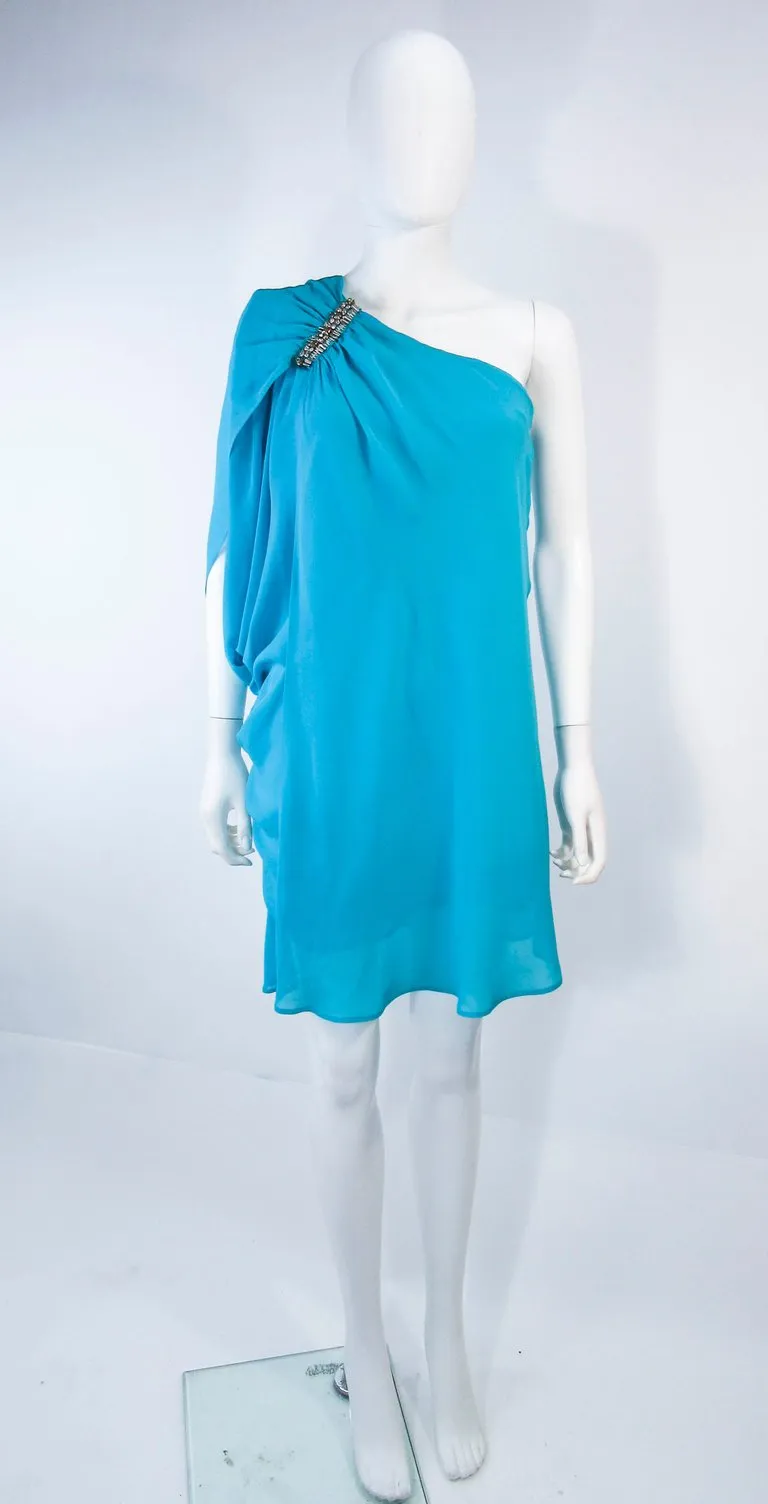 ROBERTO CAVALLI Aqua Silk Chiffon Cocktail Dress Size 40